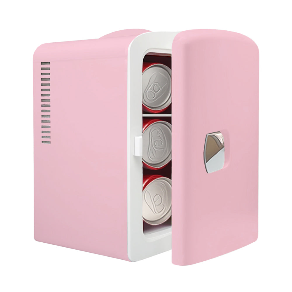 Mini nevera 4L K4206 rosa, nevera portátil de 4 litros/6 latas, refrigerador personal para el cuidado de la piel, cosméticos, bebidas, alimentos, 100% libre de freón, ecológica, para dormitorio, oficina, residencia estudiantil.