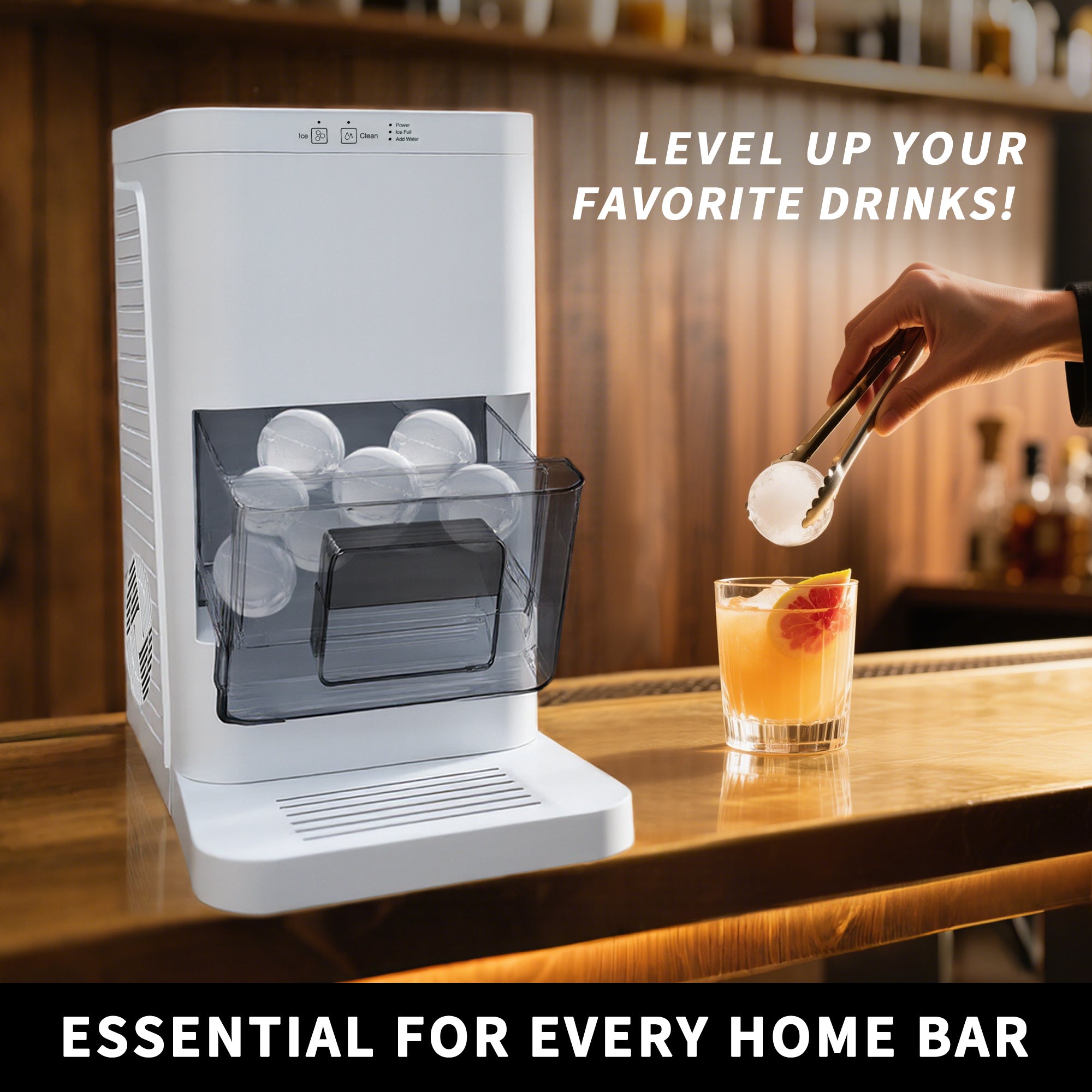 Máquina de Hielo Esférico Artesanal Totalmente Automática – Producción Diaria de 2.3 kg, Hielo Rápido en 50 Minutos, Sensores Inteligentes, Limpieza con un Solo Toque, Compacta y Silenciosa para Uso Doméstico/Bar YH1590