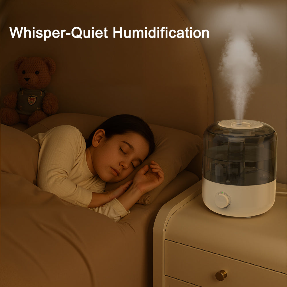 iTOMA 3L Large Top Fill Humidifiers for Bedroom, Mist Humidifier with 360° Dual Nozzles, Water Purification Filter, Adjustable Mist Levels, Ultra Quiet for Home Office Nursery