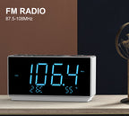 Reloj despertador dual con radio FM, carga USB, pantalla LED de 1,8", luz nocturna, función de repetición, control de atenuación, altavoz Bluetooth y pantalla de temperatura y humedad iTOMA 508