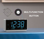 Reloj despertador dual con radio FM, carga USB, pantalla LED de 1,8", luz nocturna, función de repetición, control de atenuación, altavoz Bluetooth y pantalla de temperatura y humedad iTOMA 508