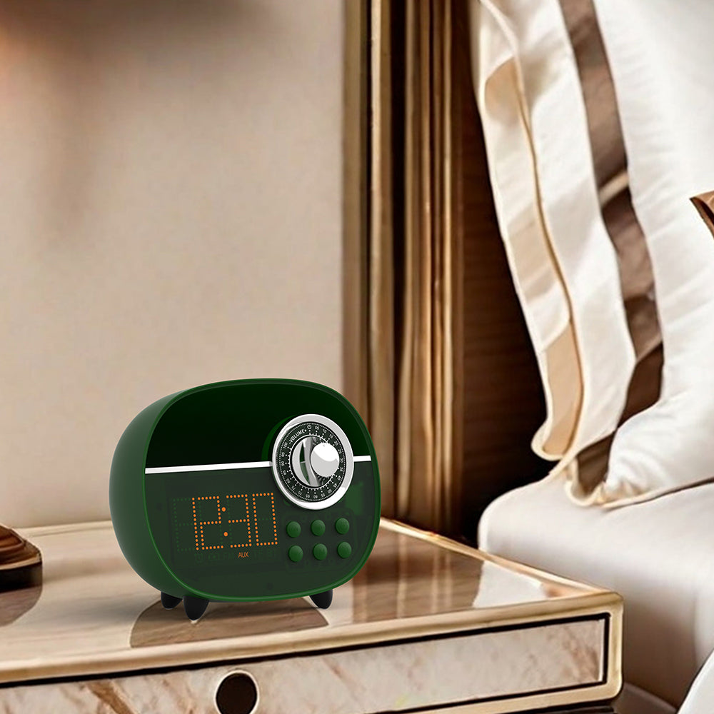 Digital Retro Alarm Clock with Bluetooth,Vintage FM Radio,Hands-Free Calling,Night Light,Support TF Card and AUX, Suitable for Home Office, Outdoor iTOMA 158