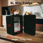 Mini Skincare Fridge with LED Mirror 6L K6100, 6Liter/6 Cans Cooler and Warmer for Makeup, Cosmetic, Beauty, Food, Medicine Portable Small Refrigerator 100% Freon-Free Eco Friendly for Bedroom, Nursery, Office, Camp and Car