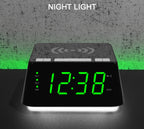 Reloj despertador de noche con carga inalámbrica, alarma dual, función de repetición, regulador de brillo, puerto de carga USB, pantalla LED grande, luz nocturna y pantalla de temperatura y humedad interior iTOMA 801