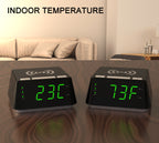Reloj despertador de noche con carga inalámbrica, alarma dual, función de repetición, regulador de brillo, puerto de carga USB, pantalla LED grande, luz nocturna y pantalla de temperatura y humedad interior iTOMA 801